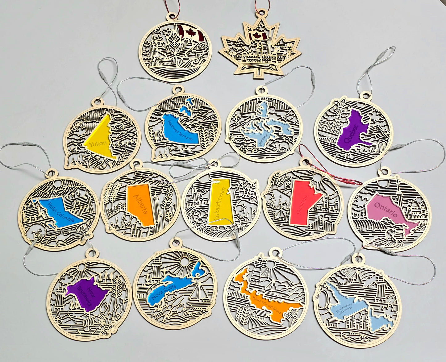 Canadian Provinces | Wooden Ornament