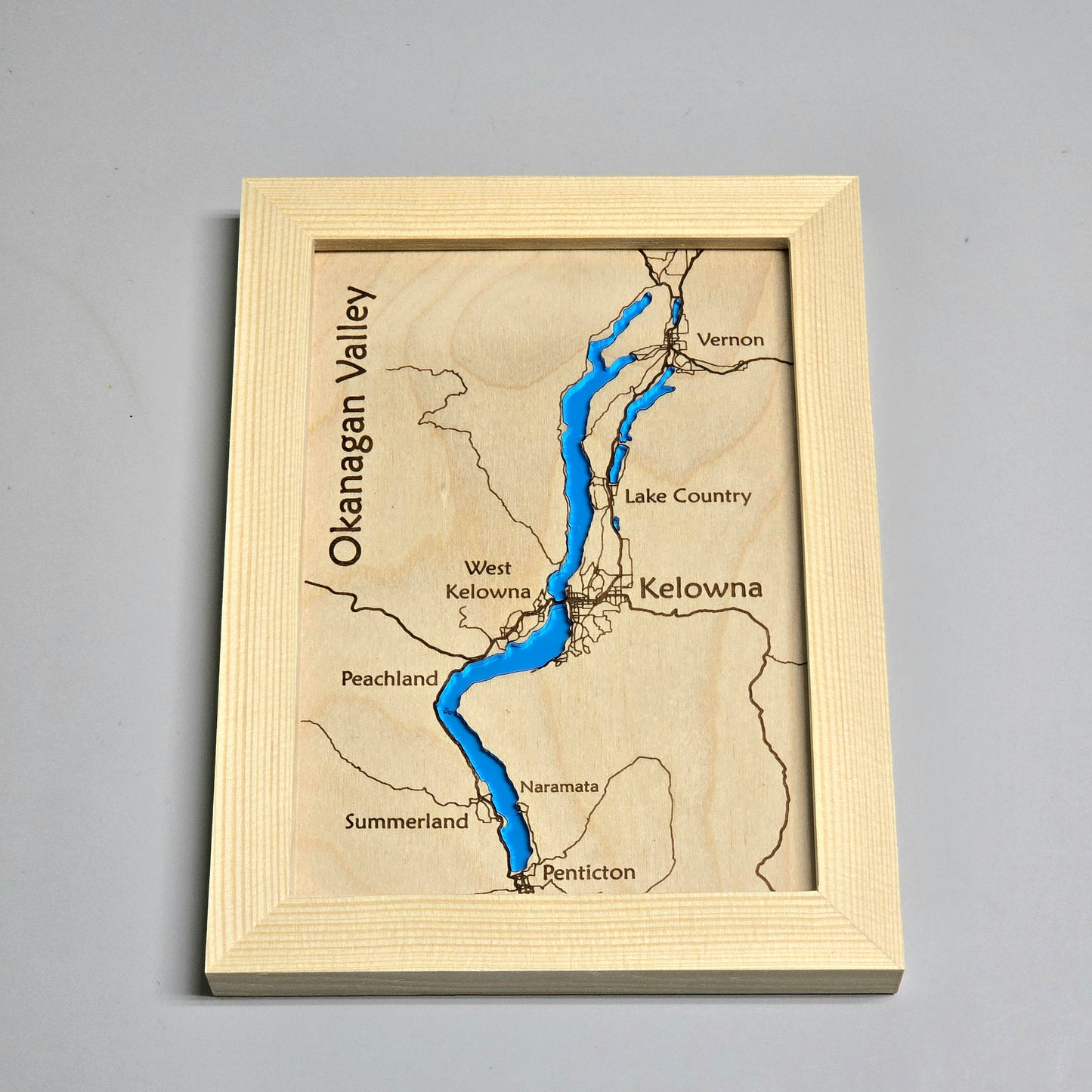Okanagan Valley | 5x7 Framed Wood Map