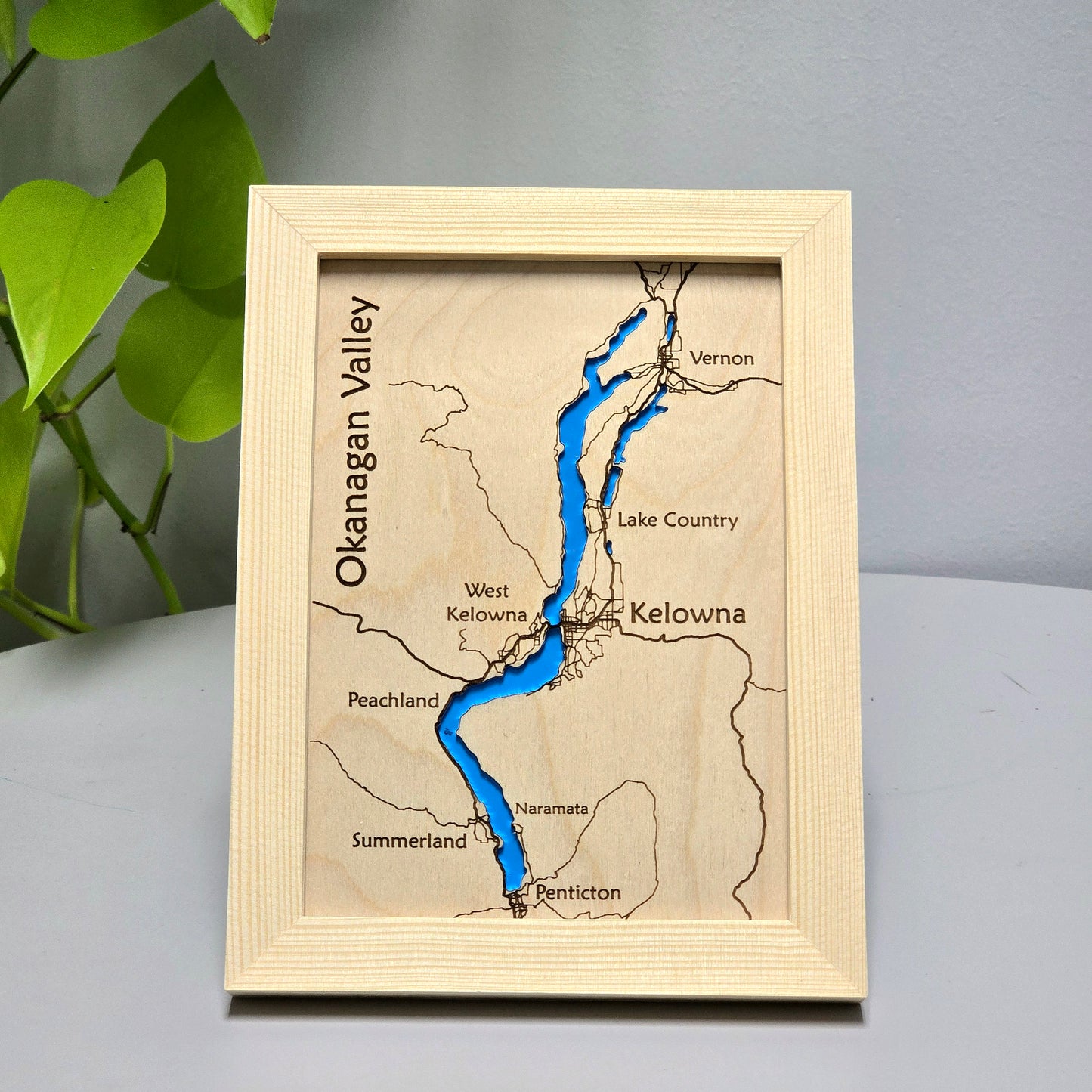 Okanagan Valley | 5x7 Framed Wood Map