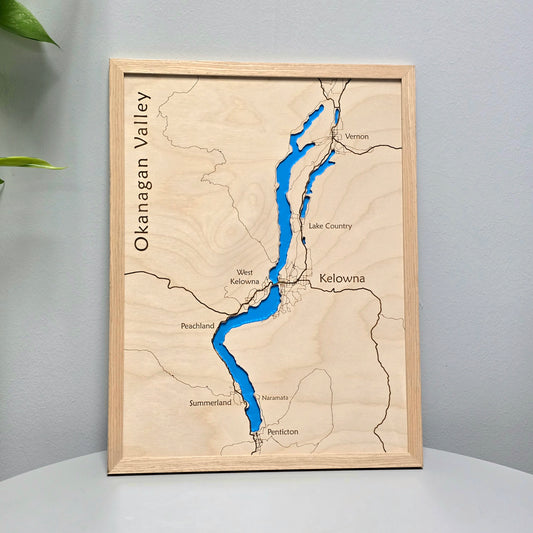 Okanagan Valley | 12x16 Framed Wood Map