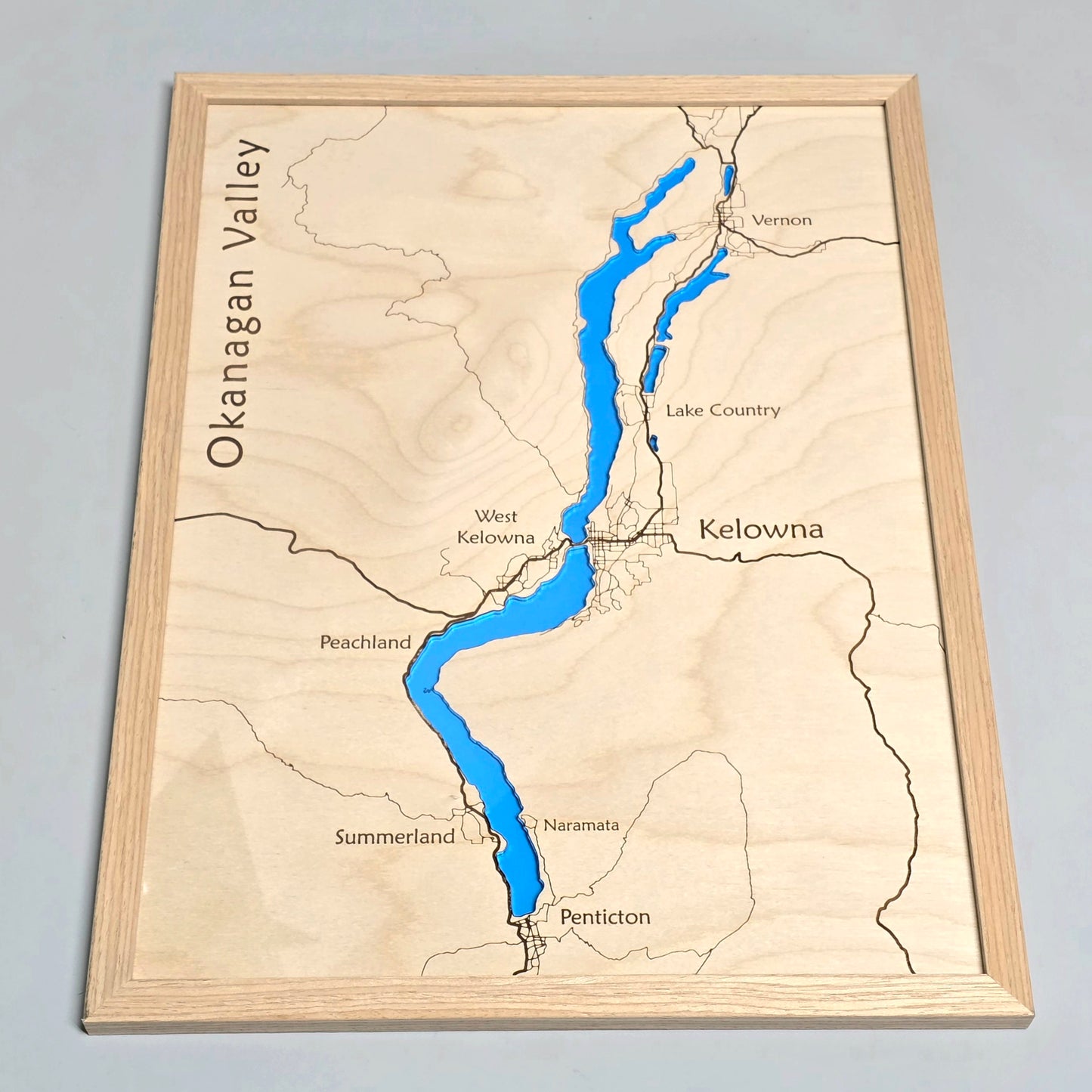 Okanagan Valley | 12x16 Framed Wood Map