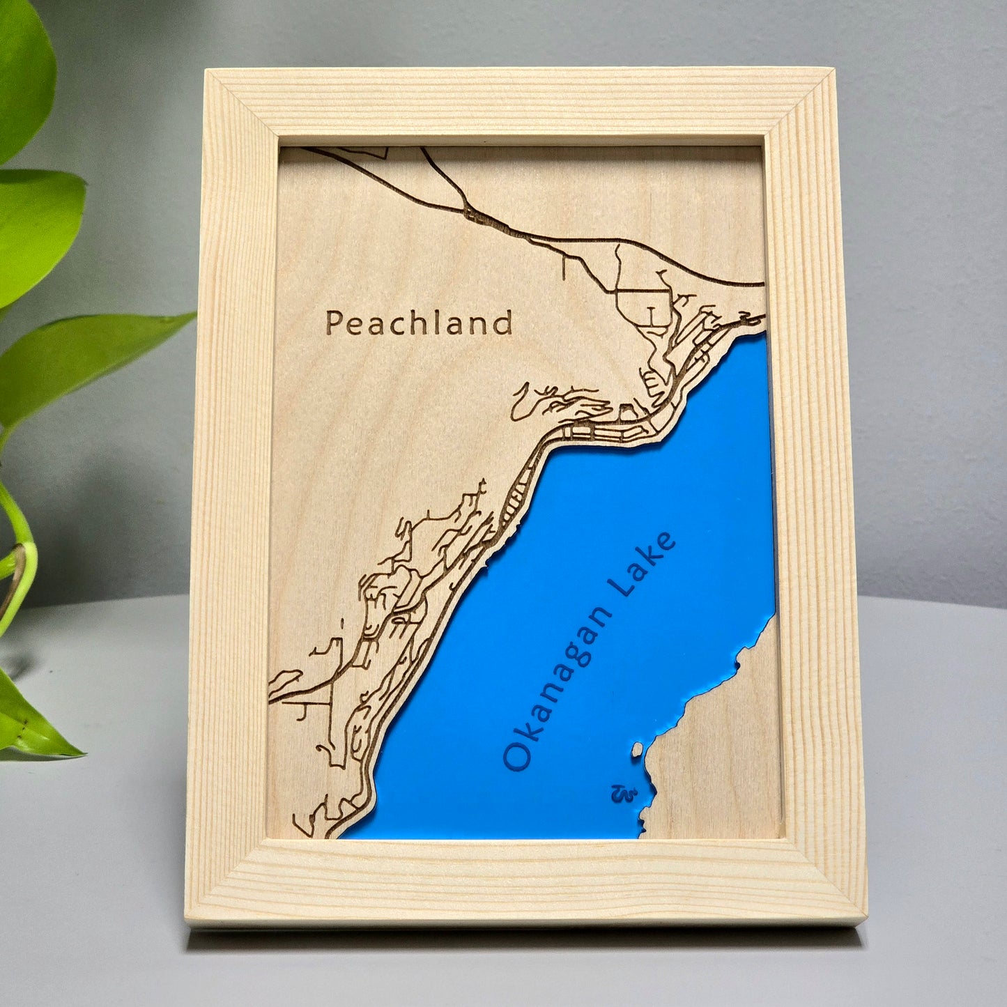 Peachland | 5x7 Framed Wood Map