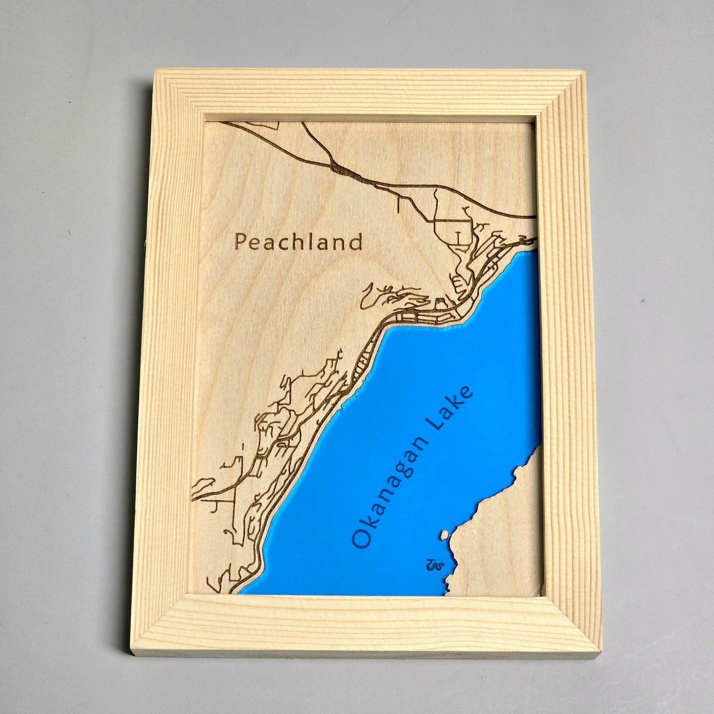 Peachland | 5x7 Framed Wood Map